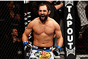 MONTREAL, QC - NOVEMBER 17:  Johny Hendricks reacts after knocking out Martin Kampmann with a left in the first round to win their welterweight bout during UFC 154 on November 17, 2012  at the Bell Centre in Montreal, Canada.  (Photo by Josh Hedges/Zuffa LLC/Zuffa LLC via Getty Images)