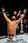 MONTREAL, QC - NOVEMBER 17:  Johny Hendricks reacts after knocking out Martin Kampmann with a left in the first round to win their welterweight bout during UFC 154 on November 17, 2012  at the Bell Centre in Montreal, Canada.  (Photo by Josh Hedges/Zuffa LLC/Zuffa LLC via Getty Images)