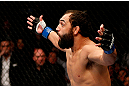 MONTREAL, QC - NOVEMBER 17:  Johny Hendricks reacts after knocking out Martin Kampmann in the first round to win their welterweight bout during UFC 154 on November 17, 2012  at the Bell Centre in Montreal, Canada.  (Photo by Josh Hedges/Zuffa LLC/Zuffa LLC via Getty Images)