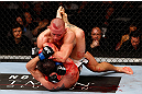 MONTREAL, QC - NOVEMBER 17:  Georges St-Pierre (top) grapples against Carlos Condit in their welterweight title bout during UFC 154 on November 17, 2012  at the Bell Centre in Montreal, Canada.  (Photo by Josh Hedges/Zuffa LLC/Zuffa LLC via Getty Images)
