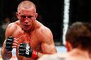MONTREAL, QC - NOVEMBER 17:  Georges St-Pierre (L) fights against Carlos Condit in their welterweight title bout during UFC 154 on November 17, 2012  at the Bell Centre in Montreal, Canada.  (Photo by Josh Hedges/Zuffa LLC/Zuffa LLC via Getty Images)