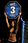 MONTREAL, QC - NOVEMBER 17:   UFC Octagon Girl Arianny Celeste introduces a round during UFC 154 on November 17, 2012  at the Bell Centre in Montreal, Canada.  (Photo by Josh Hedges/Zuffa LLC/Zuffa LLC via Getty Images)