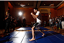SEATTLE, WA - DECEMBER 05:  Matt Brown works out for fans and media during the UFC on FOX open workouts on December 5, 2012  at the Grand Hyatt Seattle in Seattle, Washington.  (Photo by Josh Hedges/Zuffa LLC/Zuffa LLC via Getty Images)