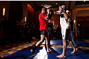 SEATTLE, WA - DECEMBER 05:  Matt Brown works out for fans and media during the UFC on FOX open workouts on December 5, 2012  at the Grand Hyatt Seattle in Seattle, Washington.  (Photo by Josh Hedges/Zuffa LLC/Zuffa LLC via Getty Images)