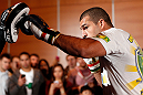 SEATTLE, WA - DECEMBER 05:  Mauricio "Shogun" Rua works out for fans and media during the UFC on FOX open workouts on December 5, 2012  at the Grand Hyatt Seattle in Seattle, Washington.  (Photo by Josh Hedges/Zuffa LLC/Zuffa LLC via Getty Images)