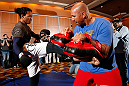 SEATTLE, WA - DECEMBER 05:  Benson Henderson works out for fans and media during the UFC on FOX open workouts on December 5, 2012  at the Grand Hyatt Seattle in Seattle, Washington.  (Photo by Josh Hedges/Zuffa LLC/Zuffa LLC via Getty Images)