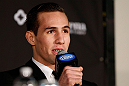 SEATTLE, WA - DECEMBER 06:  Rory MacDonald interacts with media during the UFC on FOX press conference on December 6, 2012  at Key Arena in Seattle, Washington.  (Photo by Josh Hedges/Zuffa LLC/Zuffa LLC via Getty Images)
