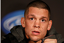 SEATTLE, WA - DECEMBER 06:  Nate Diaz interacts with media during the UFC on FOX press conference on December 6, 2012 at Key Arena in Seattle, Washington.  (Photo by Josh Hedges/Zuffa LLC/Zuffa LLC via Getty Images)