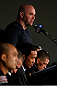SEATTLE, WA - DECEMBER 06:  UFC President Dana White interacts with media during the UFC on FOX press conference on December 6, 2012  at Key Arena in Seattle, Washington.  (Photo by Josh Hedges/Zuffa LLC/Zuffa LLC via Getty Images)