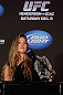 SEATTLE, WA - DECEMBER 06:  Ronda Rousey addresses the media after being presented with the UFC women's bantamweight championship during the UFC on FOX press conference on December 6, 2012 at Key Arena in Seattle, Washington.  (Photo by Josh Hedges/Zuffa LLC/Zuffa LLC via Getty Images)