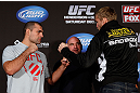 SEATTLE, WA - DECEMBER 06:  (L-R) Opponents Mauricio "Shogun" Rua and Alexander Gustafsson face off during the UFC on FOX press conference on December 6, 2012  at Key Arena in Seattle, Washington.  (Photo by Josh Hedges/Zuffa LLC/Zuffa LLC via Getty Images)