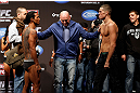 SEATTLE, WA - DECEMBER 07:  UFC President Dana White (center) separates opponents Benson Henderson (L) and Nate Diaz &Acirc;&reg; during the official UFC on FOX weigh in on December 7, 2012 at Key Arena in Seattle, Washington.  (Photo by Josh Hedges/Zuffa LLC/Zuffa LLC via Getty Images)