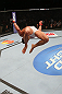 SEATTLE, WA - DECEMBER 08:  Daron Cruickshank does a backflip after his knockout victory over Henry Martinez during their lightweight bout at the UFC on FOX event on December 8, 2012  at Key Arena in Seattle, Washington.  (Photo by Ezra Shaw/Zuffa LLC/Zuffa LLC via Getty Images) *** Local Caption *** Daron Cruickshank; Henry Martinez