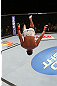 SEATTLE, WA - DECEMBER 08:  Daron Cruickshank does a backflip after his knockout victory over Henry Martinez during their lightweight bout at the UFC on FOX event on December 8, 2012  at Key Arena in Seattle, Washington.  (Photo by Ezra Shaw/Zuffa LLC/Zuffa LLC via Getty Images) *** Local Caption *** Daron Cruickshank; Henry Martinez