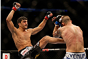 SEATTLE, WA - DECEMBER 08:  (L-R) Ramsey Nijem kicks Joe Proctor during their lightweight bout at the UFC on FOX event on December 8, 2012  at Key Arena in Seattle, Washington.  (Photo by Josh Hedges/Zuffa LLC/Zuffa LLC via Getty Images) *** Local Caption *** Ramsey Nijem; Joe Proctor