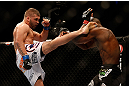 SEATTLE, WA - DECEMBER 08:  (L-R) Jeremy Stephens kicks Yves Edwards during their lightweight bout at the UFC on FOX event on December 8, 2012  at Key Arena in Seattle, Washington.  (Photo by Josh Hedges/Zuffa LLC/Zuffa LLC via Getty Images) *** Local Caption *** Yves Edwards; Jeremy Stephens