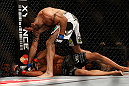 SEATTLE, WA - DECEMBER 08:  Matt Brown (top) punches Mike Swick during their welterweight bout at the UFC on FOX event on December 8, 2012  at Key Arena in Seattle, Washington.  (Photo by Ezra Shaw/Zuffa LLC/Zuffa LLC via Getty Images) *** Local Caption *** Mike Swick; Matt Brown