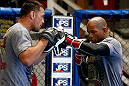 GOLD COAST, AUSTRALIA - DECEMBER 13:  Hector Lombard works out for the media during the UFC on FX open workouts on December 13, 2012 at Boonchu Gym in Gold Coast, Australia.  (Photo by Josh Hedges/Zuffa LLC/Zuffa LLC via Getty Images)