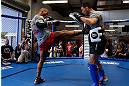 GOLD COAST, AUSTRALIA - DECEMBER 13:  Hector Lombard works out for the media during the UFC on FX open workouts on December 13, 2012 at Boonchu Gym in Gold Coast, Australia.  (Photo by Josh Hedges/Zuffa LLC/Zuffa LLC via Getty Images)
