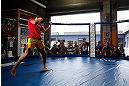 GOLD COAST, AUSTRALIA - DECEMBER 13:  Robert Whittaker works out for the media during the UFC on FX open workouts on December 13, 2012 at Boonchu Gym in Gold Coast, Australia.  (Photo by Josh Hedges/Zuffa LLC/Zuffa LLC via Getty Images)