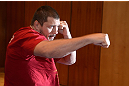 LAS VEGAS, NV - DECEMBER 13:  UFC fighter Matt Mitrione works out for the media during the Ultimate Fighter 16 Finale open workouts at The Joint at the Hard Rock Hotel and Casino on December 13, 2012 in Las Vegas, Nevada.  (Photo by Jeff Bottari/Zuffa LLC/Zuffa LLC)