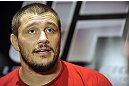 LAS VEGAS, NV - DECEMBER 13:  UFC fighter Matt Mitrione speaks to the media during the Ultimate Fighter 16 Finale open workouts at The Joint at the Hard Rock Hotel and Casino on December 13, 2012 in Las Vegas, Nevada.  (Photo by Jeff Bottari/Zuffa LLC/Zuffa LLC)