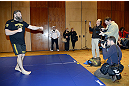 LAS VEGAS, NV - DECEMBER 13:  UFC fighter Roy "Big Country" Nelson works out for the media during the Ultimate Fighter 16 Finale open workouts at The Joint at the Hard Rock Hotel and Casino on December 13, 2012 in Las Vegas, Nevada.  (Photo by Jeff Bottari/Zuffa LLC/Zuffa LLC)