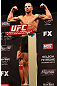 LAS VEGAS, NV - DECEMBER 14:  Nick Catone steps onto the scale during TUF 16 Finale weigh in on December 14, 2012  at the Joint at the Hard Rock in Las Vegas, Nevada.  (Photo by Jim Kemper/Zuffa LLC/Zuffa LLC via Getty Images)