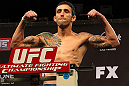 LAS VEGAS, NV - DECEMBER 14:  Marcos Vinicius poses on scale during TUF 16 Finale weigh in on December 14, 2012  at the Joint at the Hard Rock in Las Vegas, Nevada.  (Photo by Jim Kemper/Zuffa LLC/Zuffa LLC via Getty Images)