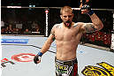 GOLD COAST, AUSTRALIA - DECEMBER 15:  Cody Donovan reacts after defeating Nick Penner during their light heavyweight fight at the UFC on FX event on December 15, 2012  at Gold Coast Convention and Exhibition Centre in Gold Coast, Australia.  (Photo by Josh Hedges/Zuffa LLC/Zuffa LLC via Getty Images)
