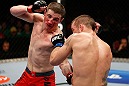 GOLD COAST, AUSTRALIA - DECEMBER 15:  (L-R) Brendan Loughnane punches Mike Wilkinson during their lightweight fight at the UFC on FX event on December 15, 2012  at Gold Coast Convention and Exhibition Centre in Gold Coast, Australia.  (Photo by Josh Hedges/Zuffa LLC/Zuffa LLC via Getty Images)
