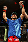 GOLD COAST, AUSTRALIA - DECEMBER 15:  Chad Mendes reacts after knocking out Yaotzin Meza during their featherweight fight at the UFC on FX event on December 15, 2012  at Gold Coast Convention and Exhibition Centre in Gold Coast, Australia.  (Photo by Josh Hedges/Zuffa LLC/Zuffa LLC via Getty Images)