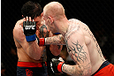 GOLD COAST, AUSTRALIA - DECEMBER 15:  (R-L) Colin Fletcher punches Norman Parke during their lightweight fight at the UFC on FX event on December 15, 2012  at Gold Coast Convention and Exhibition Centre in Gold Coast, Australia.  (Photo by Josh Hedges/Zuffa LLC/Zuffa LLC via Getty Images)