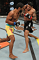 LAS VEGAS, NV - DECEMBER 15:  (L-R) Hugo Viana punches Reuben Duran during their bantamweight fight at the TUF 16 Finale on December 15, 2012  at the Joint at the Hard Rock in Las Vegas, Nevada.  (Photo by Jim Kemper/Zuffa LLC/Zuffa LLC via Getty Images) *** Local Caption *** Hugo Viana; Reuben Duran
