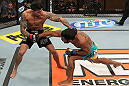 LAS VEGAS, NV - DECEMBER 15:  (R-L) Hugo Viana punches Reuben Duran during their bantamweight fight at the TUF 16 Finale on December 15, 2012  at the Joint at the Hard Rock in Las Vegas, Nevada.  (Photo by Jim Kemper/Zuffa LLC/Zuffa LLC via Getty Images) *** Local Caption *** Hugo Viana; Reuben Duran