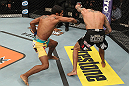 LAS VEGAS, NV - DECEMBER 15:  (L-R) Hugo Viana punches Reuben Duran during their bantamweight fight at the TUF 16 Finale on December 15, 2012  at the Joint at the Hard Rock in Las Vegas, Nevada.  (Photo by Jim Kemper/Zuffa LLC/Zuffa LLC via Getty Images) *** Local Caption *** Hugo Viana; Reuben Duran