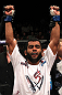 LAS VEGAS, NV - DECEMBER 15:  Hugo Viana reacts to being declared the winner over Reuben Duran after their bantamweight fight at the TUF 16 Finale on December 15, 2012  at the Joint at the Hard Rock in Las Vegas, Nevada.  (Photo by Jim Kemper/Zuffa LLC/Zuffa LLC via Getty Images) *** Local Caption *** Hugo Viana; Reuben Duran