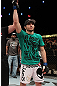 LAS VEGAS, NV - DECEMBER 15:  Rustam Khabilov is declared the winner in his fight against Vinc Pichel after their lightweight fight at the TUF 16 Finale on December 15, 2012  at the Joint at the Hard Rock in Las Vegas, Nevada.  (Photo by Jim Kemper/Zuffa LLC/Zuffa LLC via Getty Images) *** Local Caption *** Vinc Pichel; Rustam Khabilov