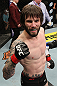 LAS VEGAS, NV - DECEMBER 15:  Johnny Bedford reacts to his knockout victory over Marcos Vinicius after their bantamweight fight at the TUF 16 Finale on December 15, 2012  at the Joint at the Hard Rock in Las Vegas, Nevada.  (Photo by Jim Kemper/Zuffa LLC/Zuffa LLC via Getty Images) *** Local Caption *** Johny Bedford; Marcos Vinicius