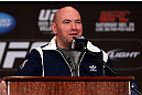 LAS VEGAS, NV - DECEMBER 27:  UFC President Dana White during the final UFC 155 pre-fight press conference on December 27, 2012 at MGM Grand in Las Vegas, Nevada. (Photo by Josh Hedges/Zuffa LLC/Zuffa LLC via Getty Images)