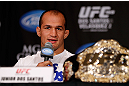 LAS VEGAS, NV - DECEMBER 27:  UFC heavyweight champion Junior dos Santos interacts with media during the final UFC 155 pre-fight press conference on December 27, 2012 at MGM Grand in Las Vegas, Nevada. (Photo by Josh Hedges/Zuffa LLC/Zuffa LLC via Getty Images)