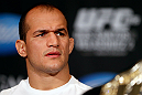 LAS VEGAS, NV - DECEMBER 27:  UFC heavyweight champion Junior dos Santos interacts with media during the final UFC 155 pre-fight press conference on December 27, 2012 at MGM Grand in Las Vegas, Nevada. (Photo by Josh Hedges/Zuffa LLC/Zuffa LLC via Getty Images)