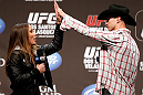 LAS VEGAS, NV - DECEMBER 28:  Liz Carmouche interacts with fans during a Q&A session before the UFC 155 weigh-in on December 28, 2012 at MGM Grand Garden Arena in Las Vegas, Nevada. (Photo by Josh Hedges/Zuffa LLC/Zuffa LLC via Getty Images)