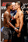 LAS VEGAS, NV - DECEMBER 28:  (L-R) Opponents Michael Johnson and Myles Jury face off during the UFC 155 weigh-in on December 28, 2012 at MGM Grand Garden Arena in Las Vegas, Nevada. (Photo by Josh Hedges/Zuffa LLC/Zuffa LLC via Getty Images)