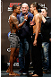 LAS VEGAS, NV - DECEMBER 28:  (L-R) Opponents Michael Johnson and Myles Jury face off during the UFC 155 weigh-in on December 28, 2012 at MGM Grand Garden Arena in Las Vegas, Nevada. (Photo by Josh Hedges/Zuffa LLC/Zuffa LLC via Getty Images)