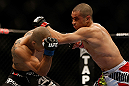 LAS VEGAS, NV - DECEMBER 29:  (R-L) Chris Cariaso punches John Moraga during their flyweight fight at UFC 155 on December 29, 2012 at MGM Grand Garden Arena in Las Vegas, Nevada. (Photo by Josh Hedges/Zuffa LLC/Zuffa LLC via Getty Images) *** Local Caption *** Chris Cariaso; John Moraga