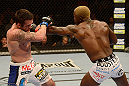 LAS VEGAS, NV - DECEMBER 29:  (R-L) Melvin Guillard punches Jamie Varner during their lightweight fight at UFC 155 on December 29, 2012 at MGM Grand Garden Arena in Las Vegas, Nevada. (Photo by Donald Miralle/Zuffa LLC/Zuffa LLC via Getty Images) *** Local Caption *** Melvin Guillard; Jamie Varner