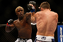 LAS VEGAS, NV - DECEMBER 29:  (L-R) Melvin Guillard punches Jamie Varner during their lightweight fight at UFC 155 on December 29, 2012 at MGM Grand Garden Arena in Las Vegas, Nevada. (Photo by Josh Hedges/Zuffa LLC/Zuffa LLC via Getty Images) *** Local Caption *** Melvin Guillard; Jamie Varner