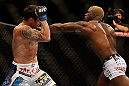 LAS VEGAS, NV - DECEMBER 29:  (R-L) Melvin Guillard punches Jamie Varner during their lightweight fight at UFC 155 on December 29, 2012 at MGM Grand Garden Arena in Las Vegas, Nevada. (Photo by Josh Hedges/Zuffa LLC/Zuffa LLC via Getty Images) *** Local Caption *** Melvin Guillard; Jamie Varner