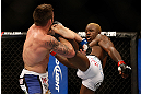 LAS VEGAS, NV - DECEMBER 29:  (R-L) Melvin Guillard kicks Jamie Varner during their lightweight fight at UFC 155 on December 29, 2012 at MGM Grand Garden Arena in Las Vegas, Nevada. (Photo by Josh Hedges/Zuffa LLC/Zuffa LLC via Getty Images) *** Local Caption *** Melvin Guillard; Jamie Varner
